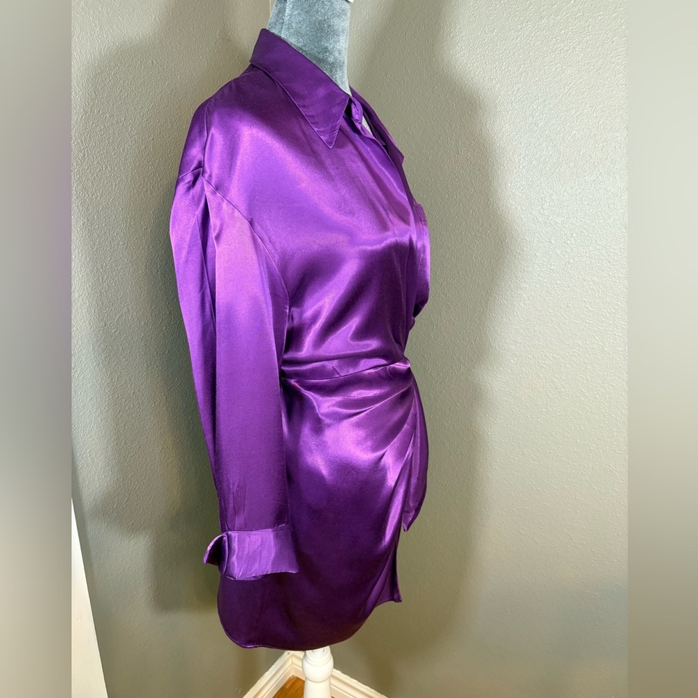 ZARA Wrap Mini Dress Purple Size M - Picture 8 of 15